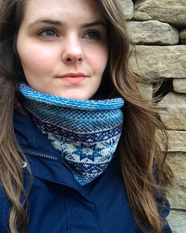 Sapphire Knitted Fair Isle Curled Cowl