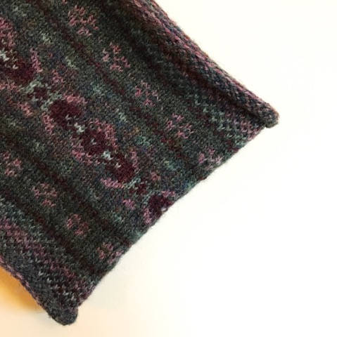 Sea Pinks Knitted Fair Isle Curled Cowl