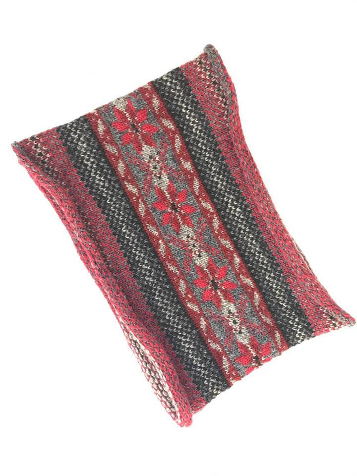 Grant's Reds Knitted Fair Isle Curled Cowl