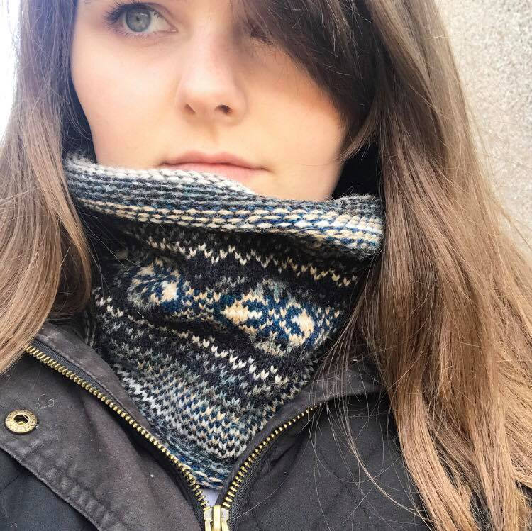 Neptune Knitted Fair Isle Curled Cowl