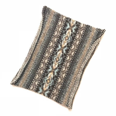 Beach Knitted Fair Isle Curled Cowl