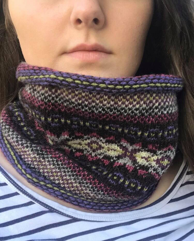 Sweet Pea Knitted Fair Isle Curled Cowl