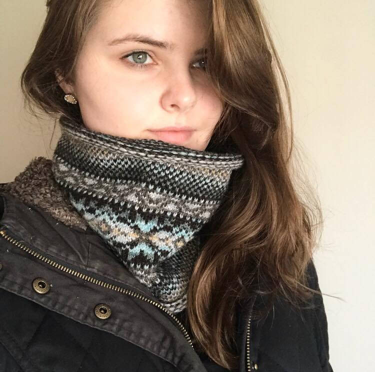 Beach Knitted Fair Isle Curled Cowl