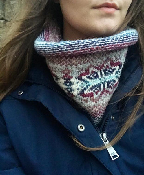 Tina's Knitted Fair Isle Curled Cowl