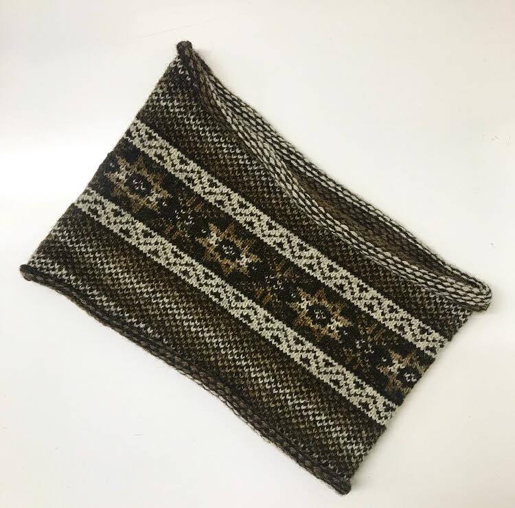 Peat Knitted Fair Isle Curled Cowl