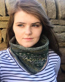 Moss Knitted Fair Isle Curled Cowl